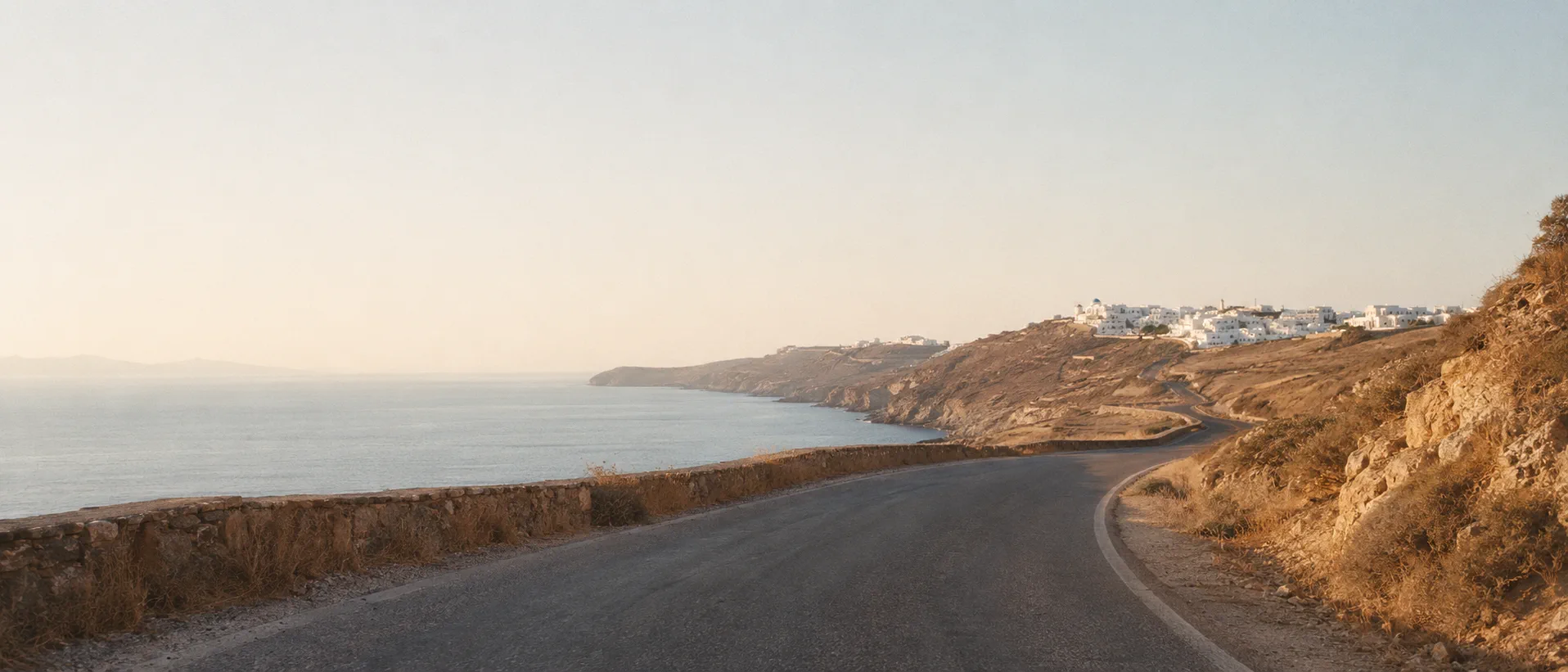 The Páros coast near Náoussa at dusk